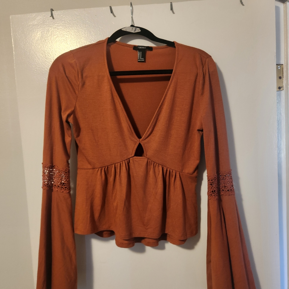 Forever 21 Women's Rust Long Sleeve Top